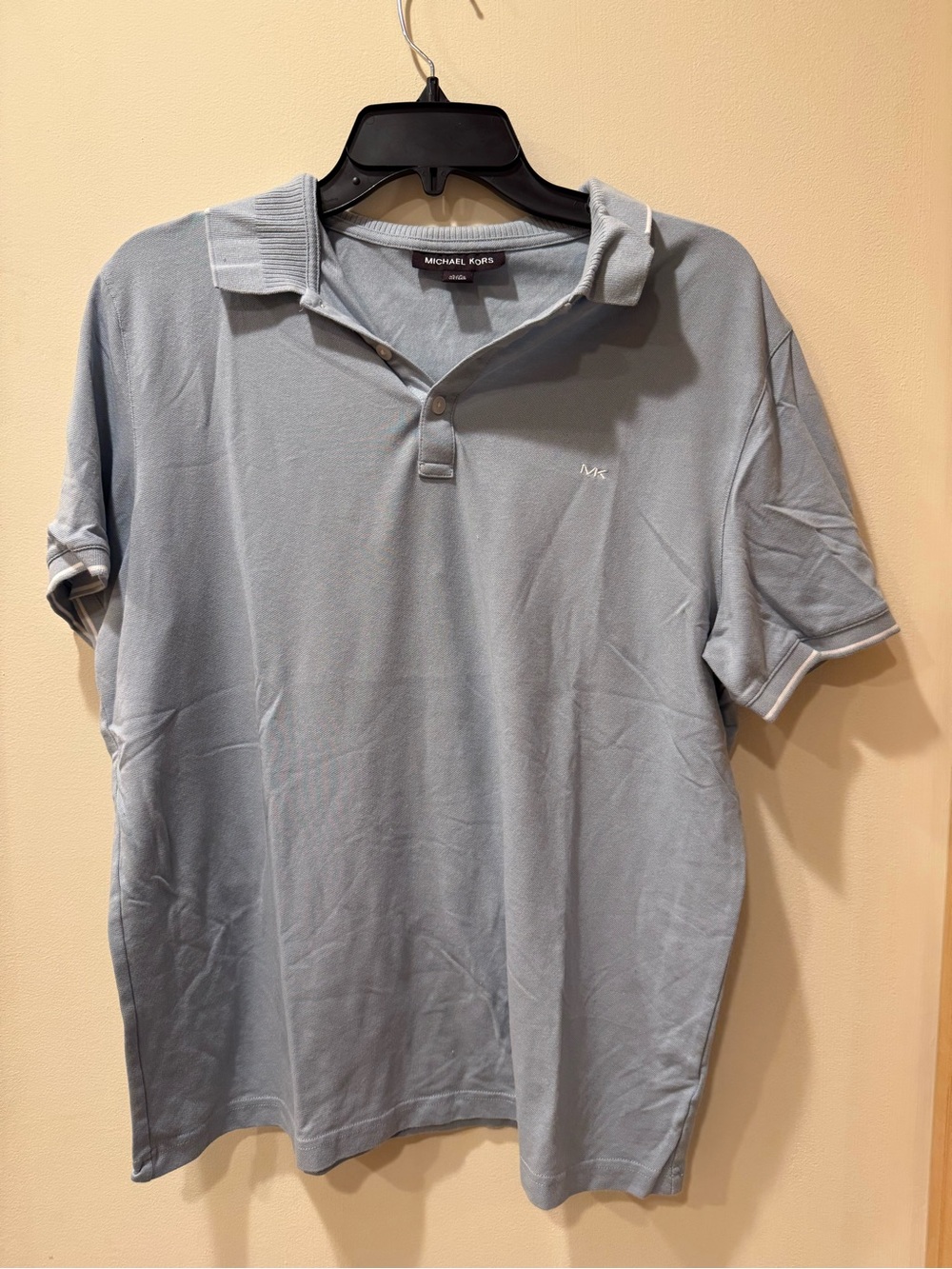 Michael Kors Men's Pale Blue Polo Shirt with Subtle MK Logo
